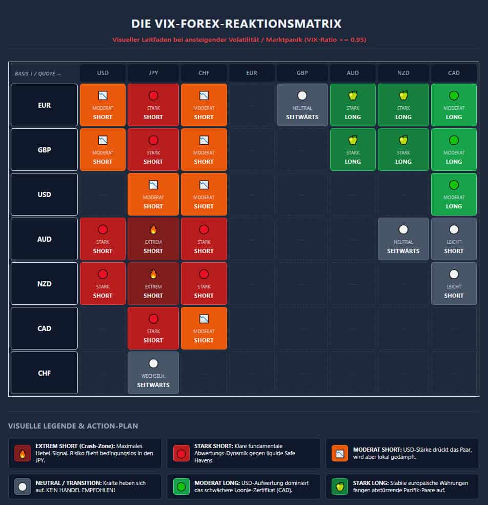 VIX FOREX Reaktionsmatrix